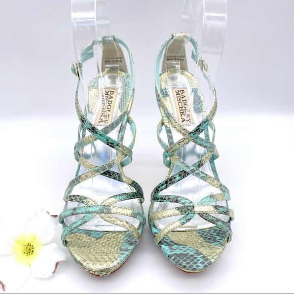 L EUC Badgley Mischka Snakeskin Heels, 6 - Picture 5 of 14